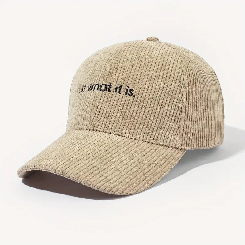 Beige Corduroy Baseball Cap