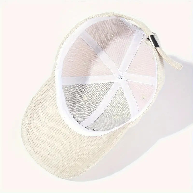 Beige Corduroy Baseball Cap