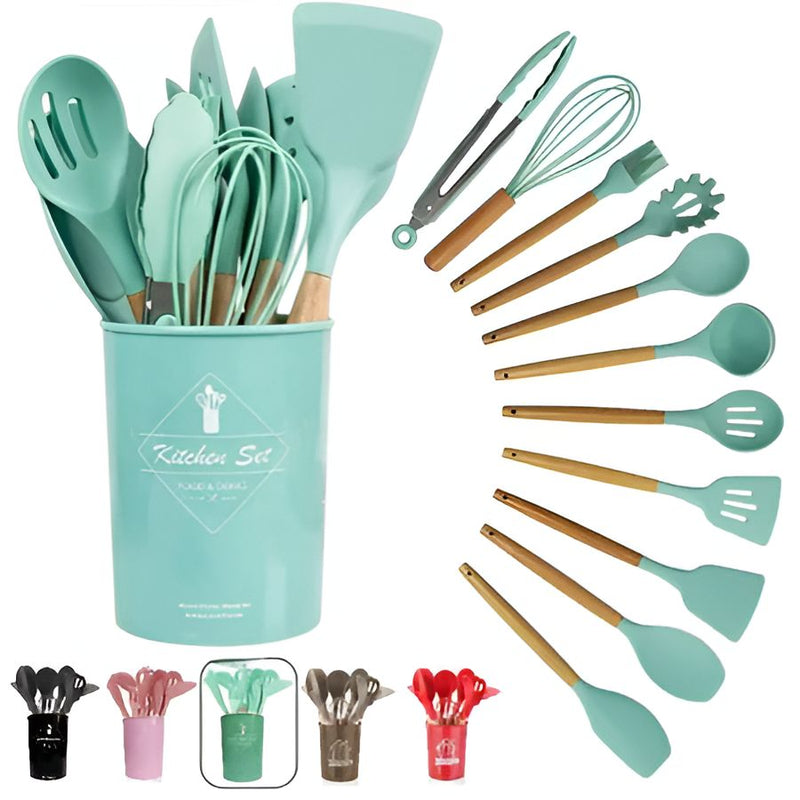 12-Piece Silicone Utensil Set with Holder